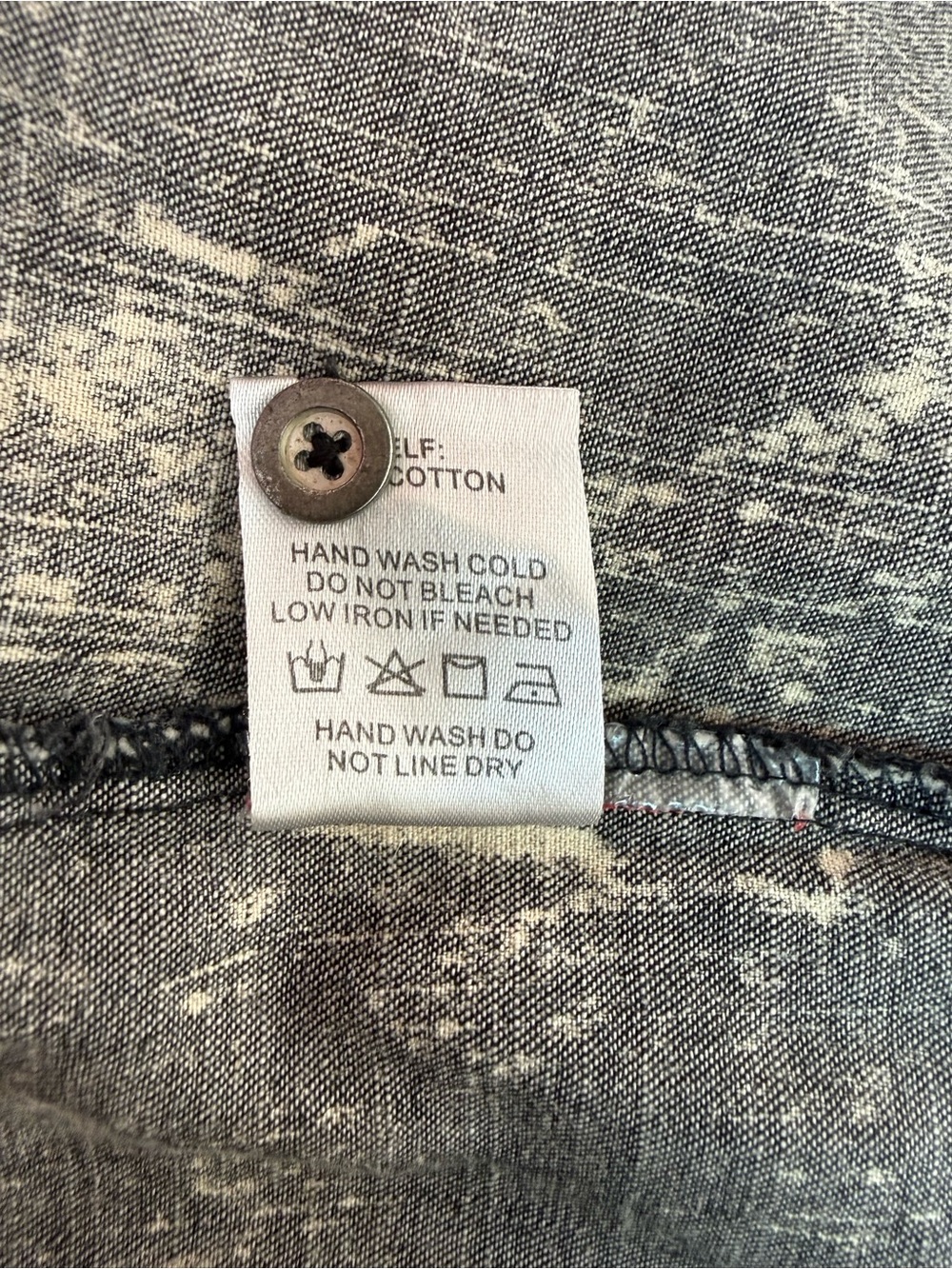 Aaron & Amber Acid Washed Ruffle Denim Jean Button Down Shirt Blouse Medium - Picture 11 of 15